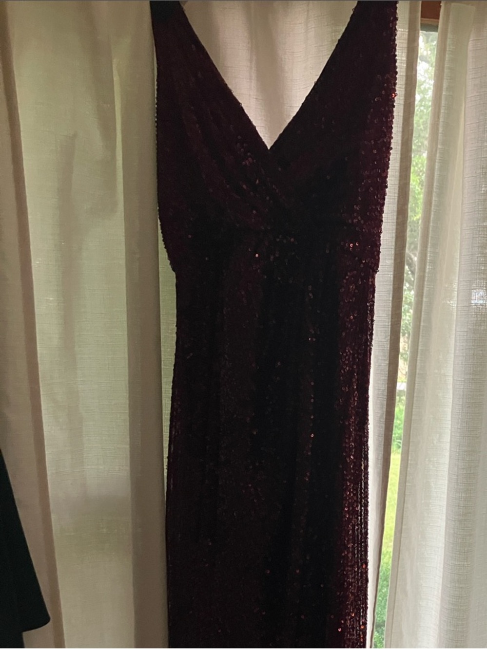 Blue Rain Burgundy V-Neck Maxi Dress